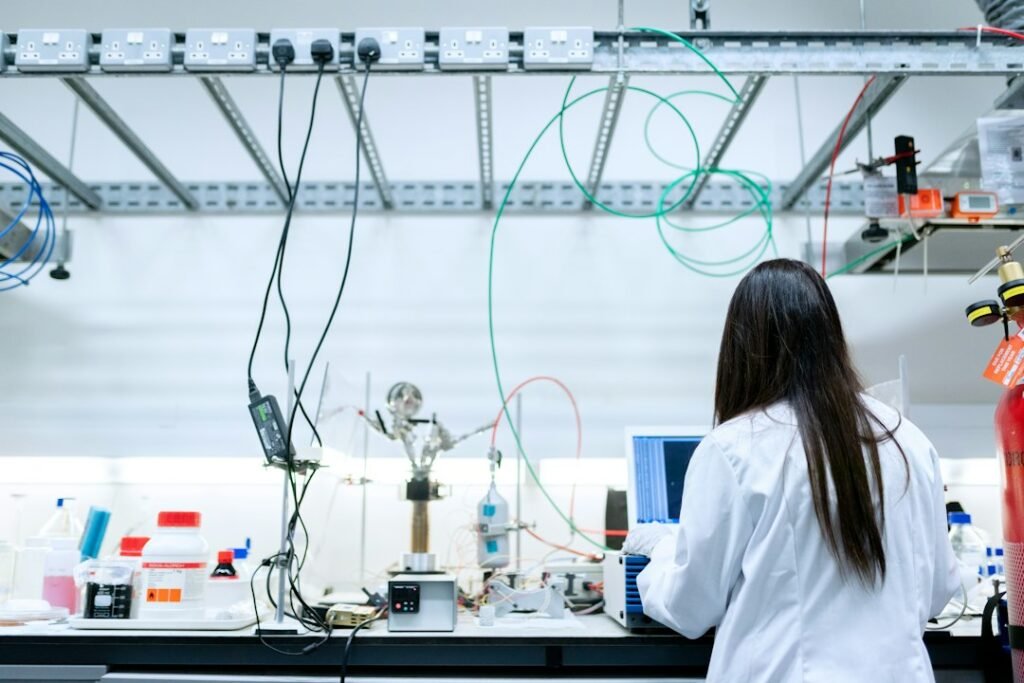 Engineer working in a research laboratory